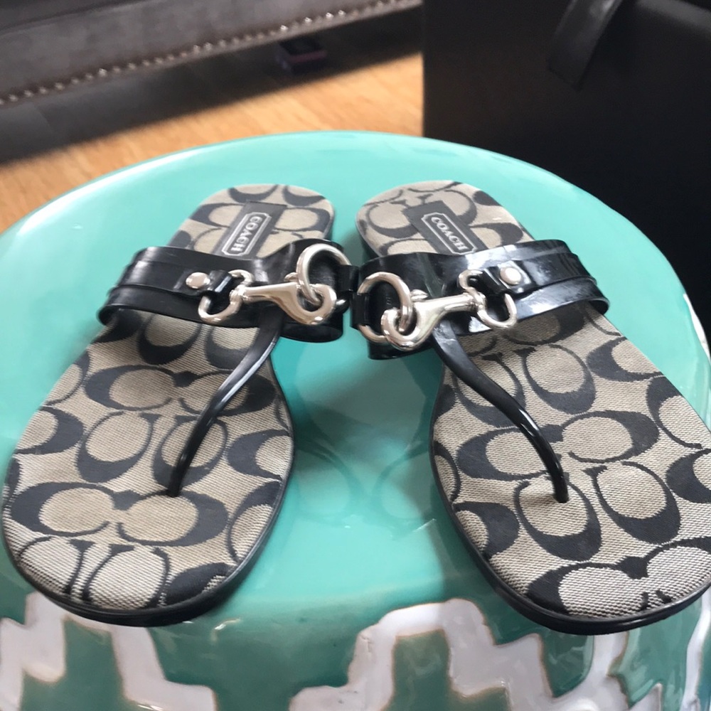 Black Coach Signature Sandals! Perfect for Summer!
